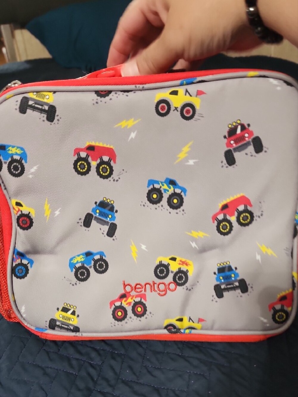 bentgo Kids Snap & Go Leak-Proof Lunch Box with Grey Monster Truck Print - Picture 3 of 6